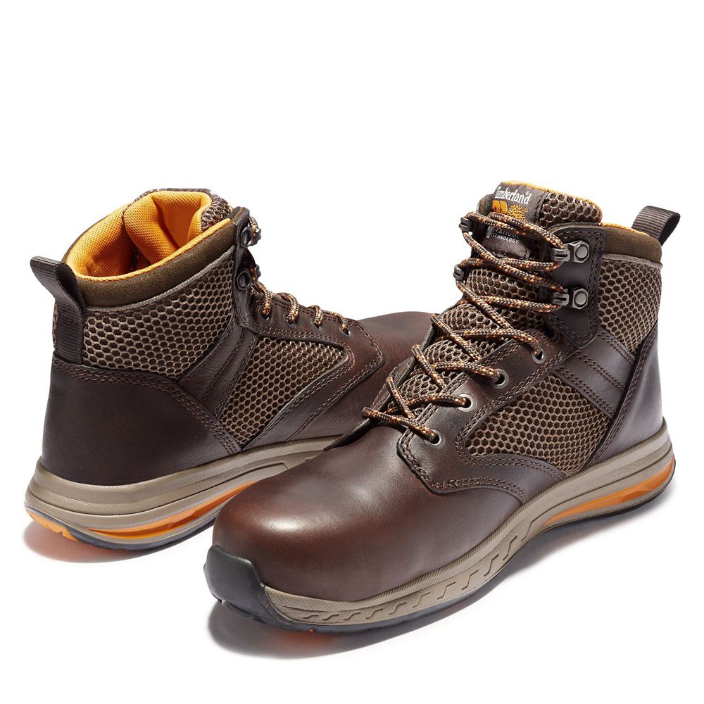 Botas Pro Timberland Hombre Pro Drivetrain Comp Toe Mid Marrones Oscuro - Chile YMQ-786340